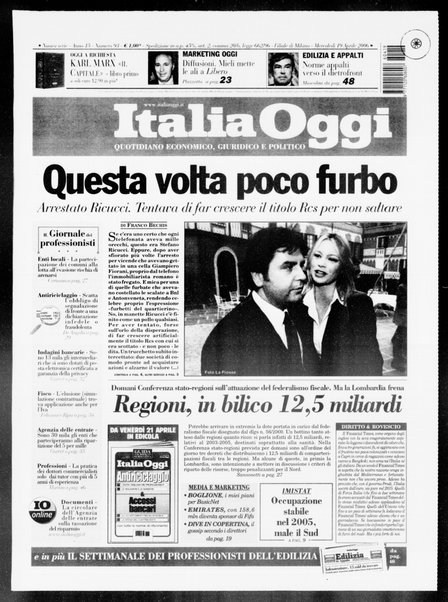 Italia oggi : quotidiano di economia finanza e politica